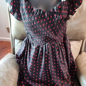 SHEIN Black and Red Polka Dot Midi Dress